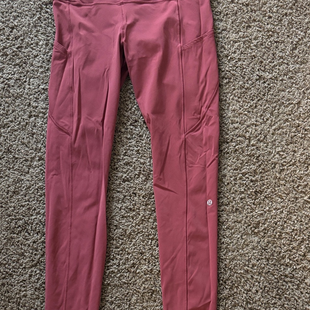Lululemon Maroon Wunder Train High-Rise Leggings